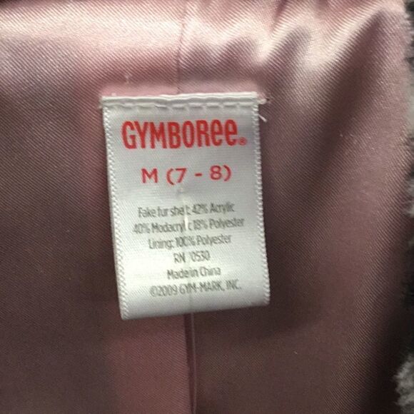 7-8 Gymboree black & gray fuzzy coat - Picture 3 of 4